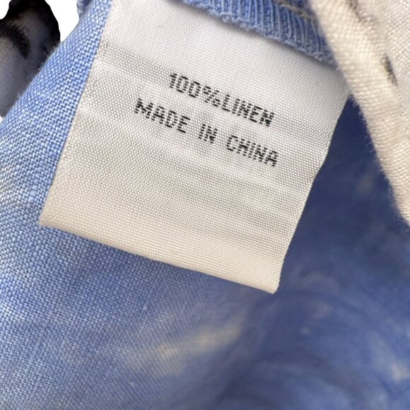 Pure Amici Linen Shirt Size Small Blue Gray Tie Dye Womens Button Up Top - Picture 8 of 8